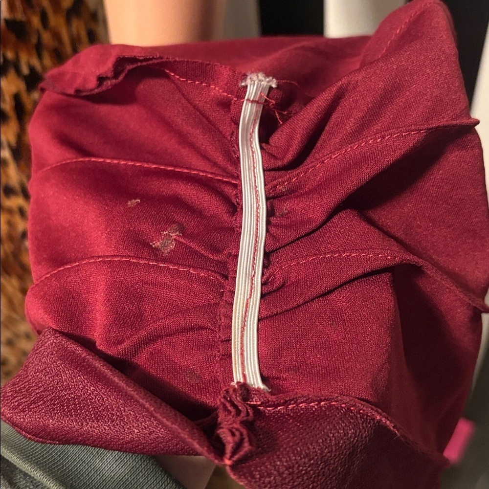 Vintage 1970s Burgundy Turban with Floral Accent - Picture 8 of 15